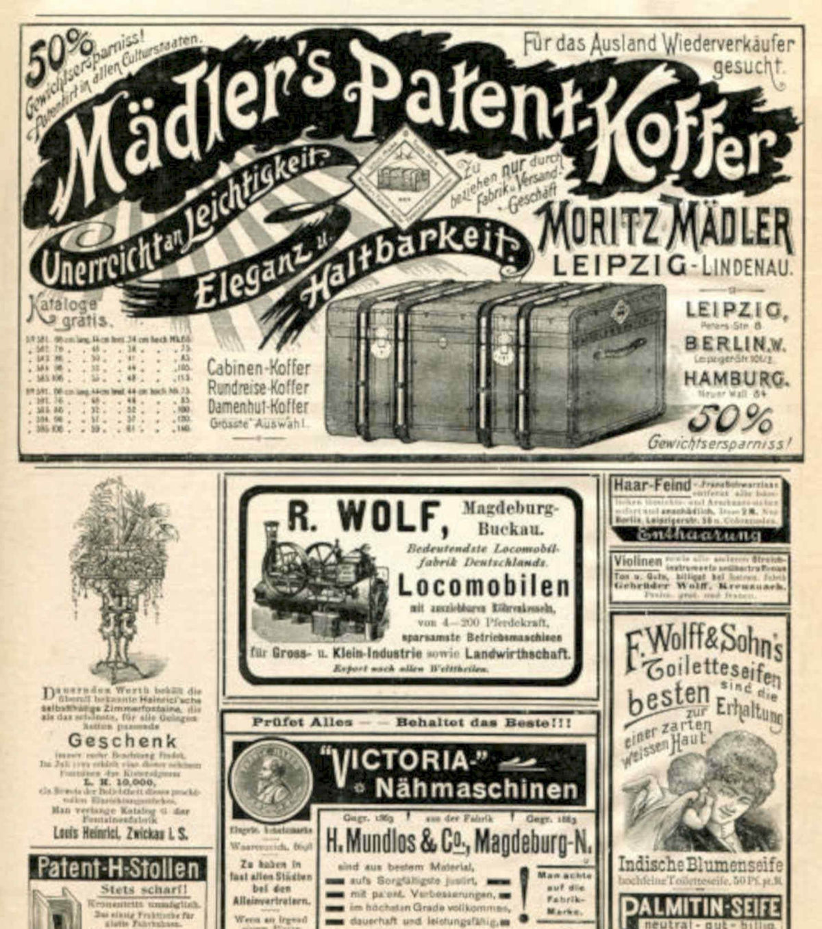 Maedlers Koffer Suitcases Vintage Retro Advert Poster A4 Photo Print