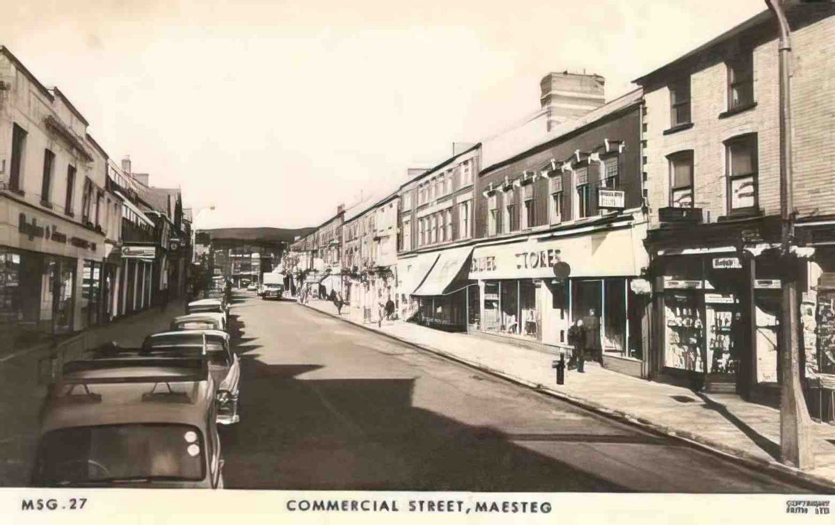 Maesteg Commercial Street Vintage A4 Photo Print