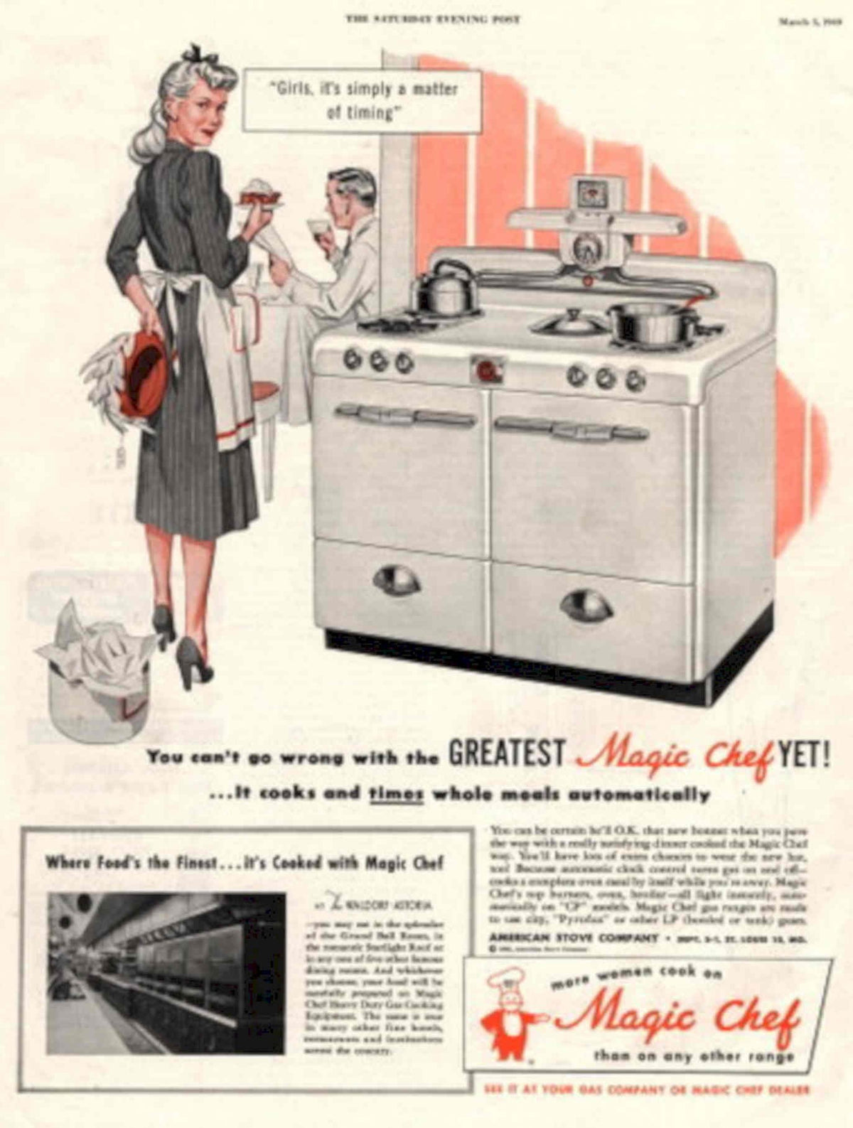 Magic Chef Range 1 1940s Vintage Retro Advert Poster