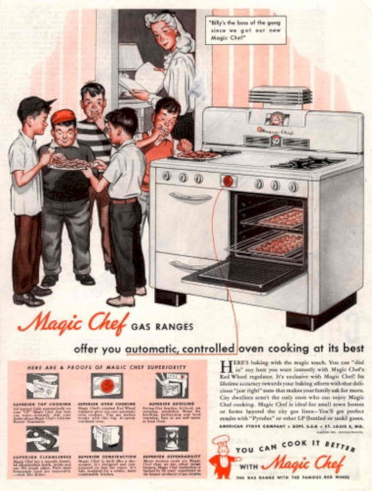 Magic Chef Ranges 1940s Vintage Retro Advert Poster