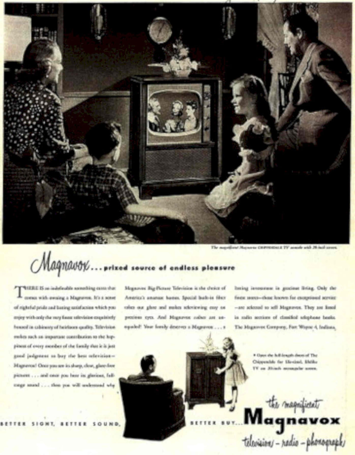 Magnavox Family Tv 1940s Vintage Retro Advert Poster