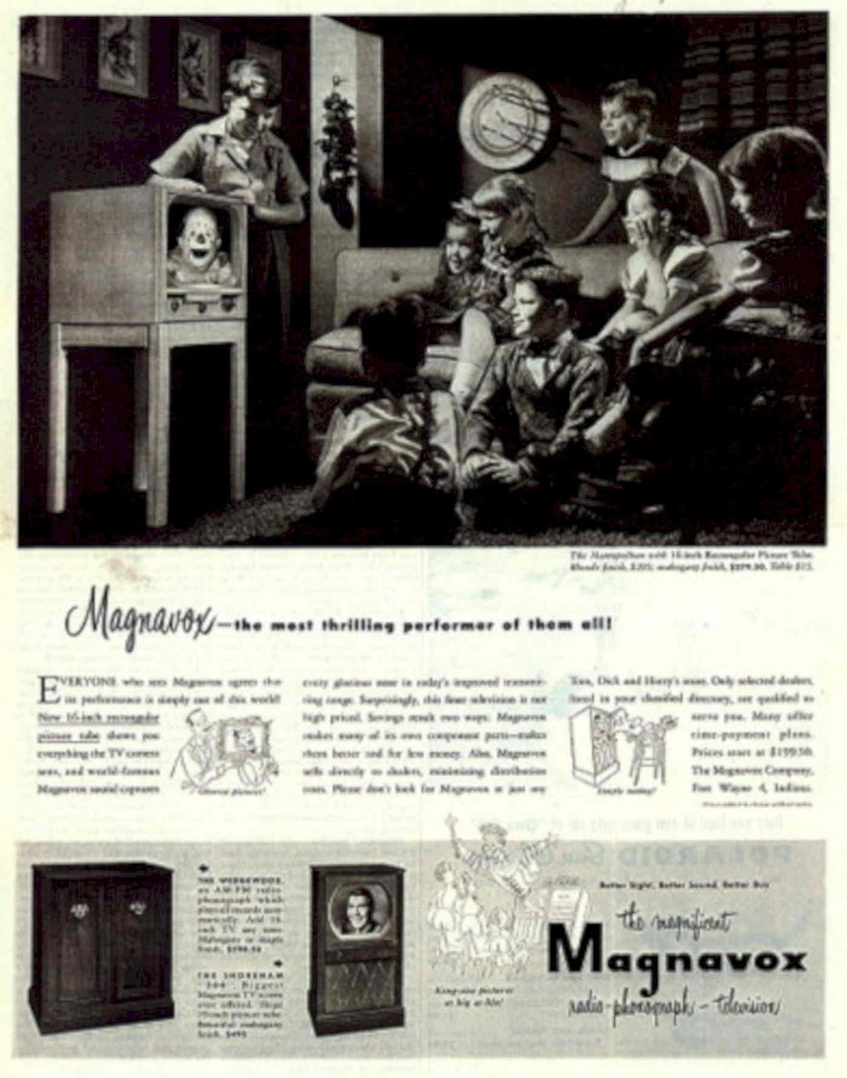 Magnavox Tv Family 1940s Vintage Retro Advert Poster