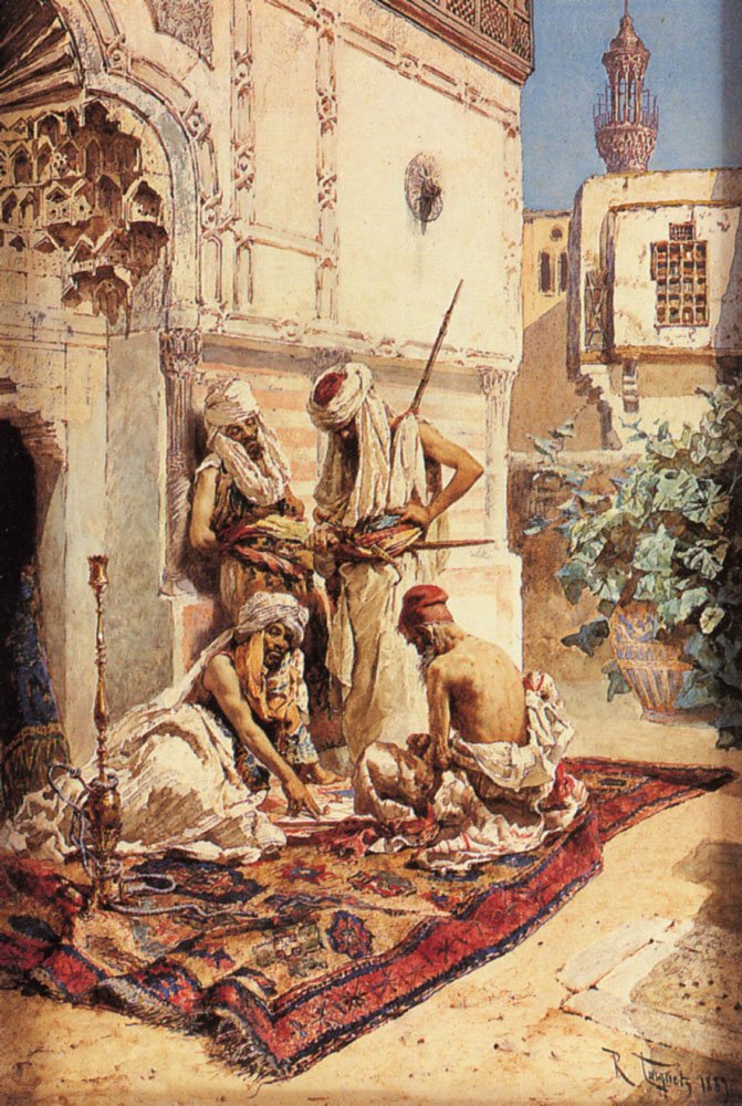 Maignon Ramon Tusquets Y Four Arabs Playing A Game Of Chance Art A4 Photo Print