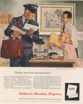 Mail Cart Papers 1950s Vintage Retro Advert Poster