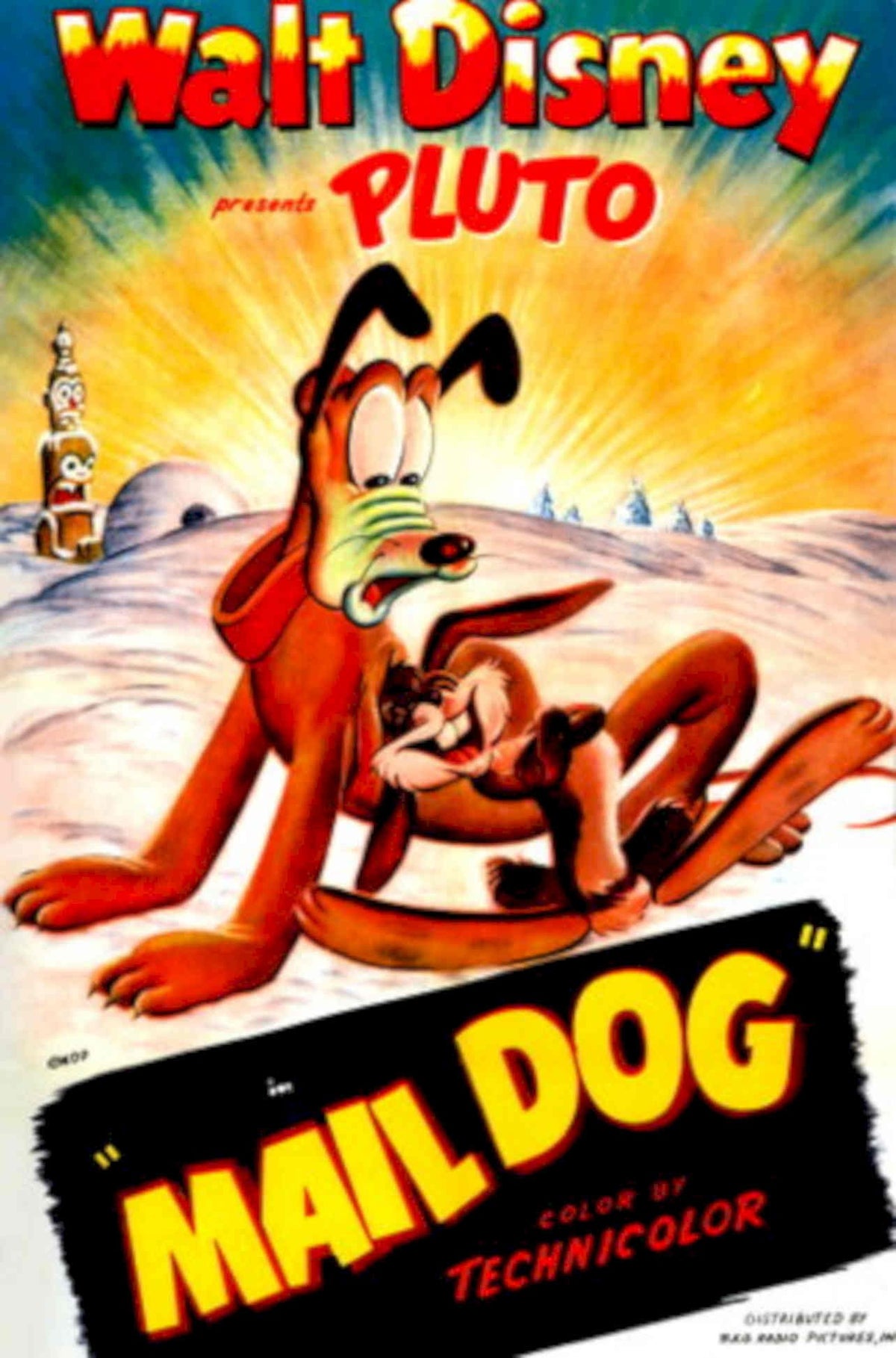 Mail Dog Pluto 1940s Vintage Retro Advert Poster