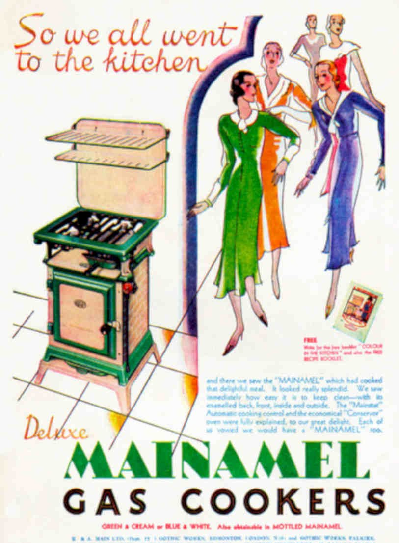 Mainnamel Gas Cookers Vintage Retro Advert Poster A4 Photo Print