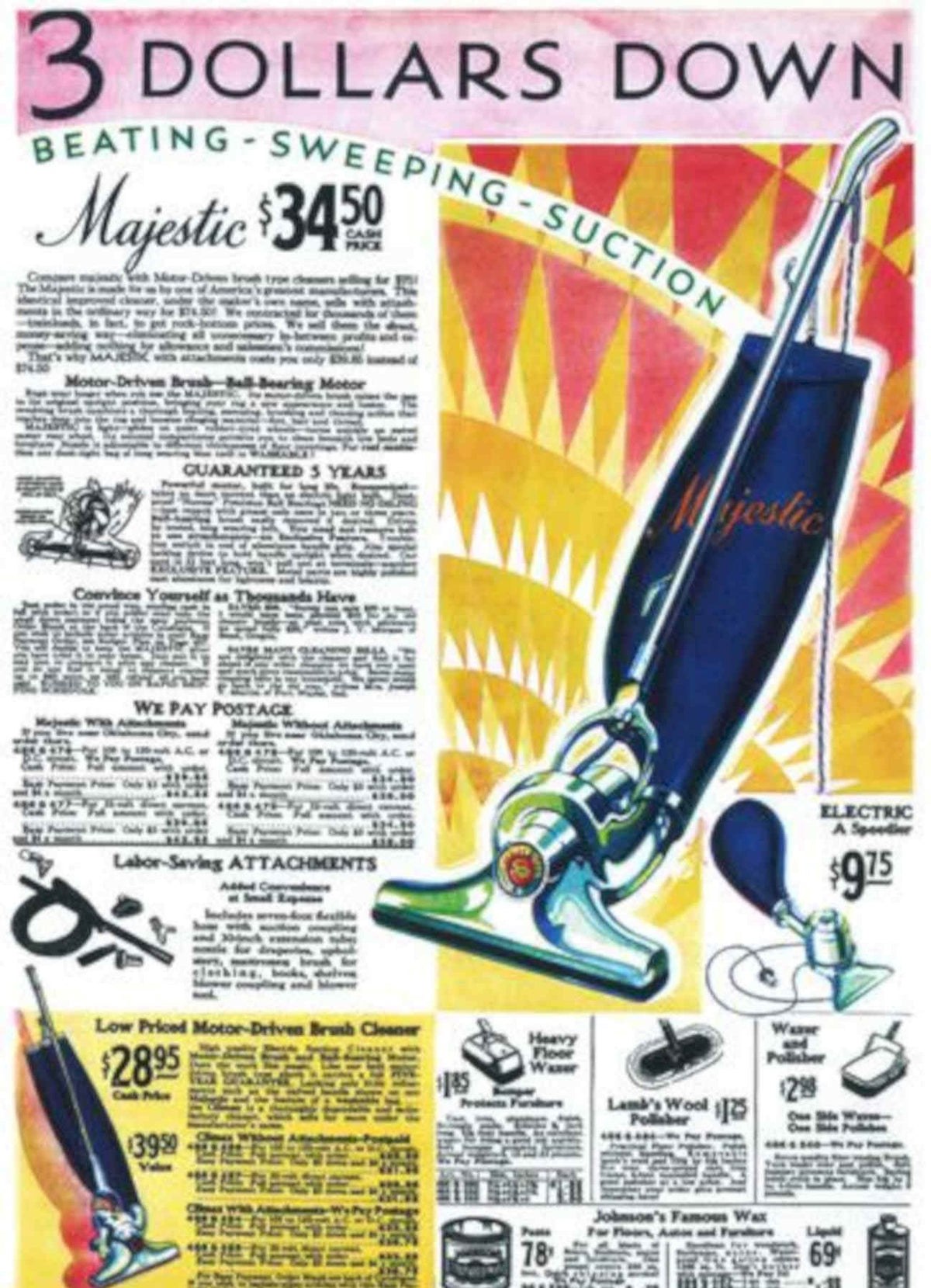 Majestic Vacuum Cleaner Vintage Retro Advert Poster A4 Photo Print