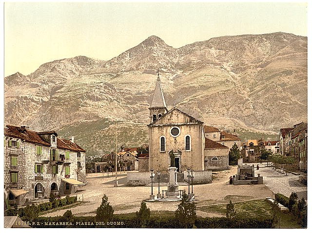 Makarska Cathedral Square Dalmatia Vintage A4 Photo Print