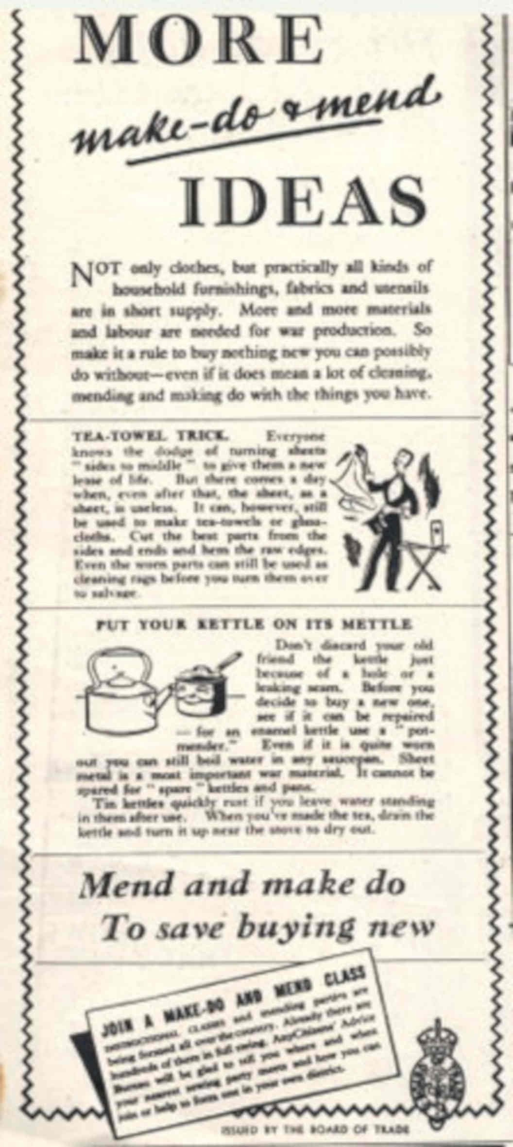 Make Do Mend 2 1940s Vintage Retro Advert Poster