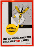 Malaria Mosquitoes Repair American World War II Advert Poster