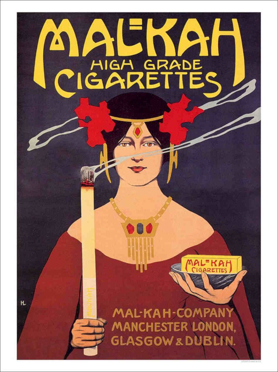 Malkah Cigarettes Vintage Retro Advert Poster A4 Photo Print