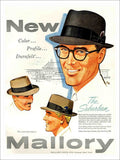Mallory Mens Hats Advert 1950s Vintage Retro Advert Poster A4 Photo Print