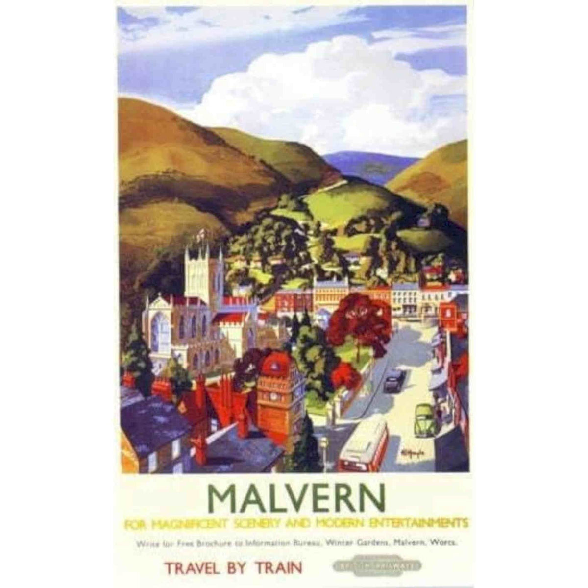 Malvern Travel Train Vintage Retro Advert Poster A4 Photo Print