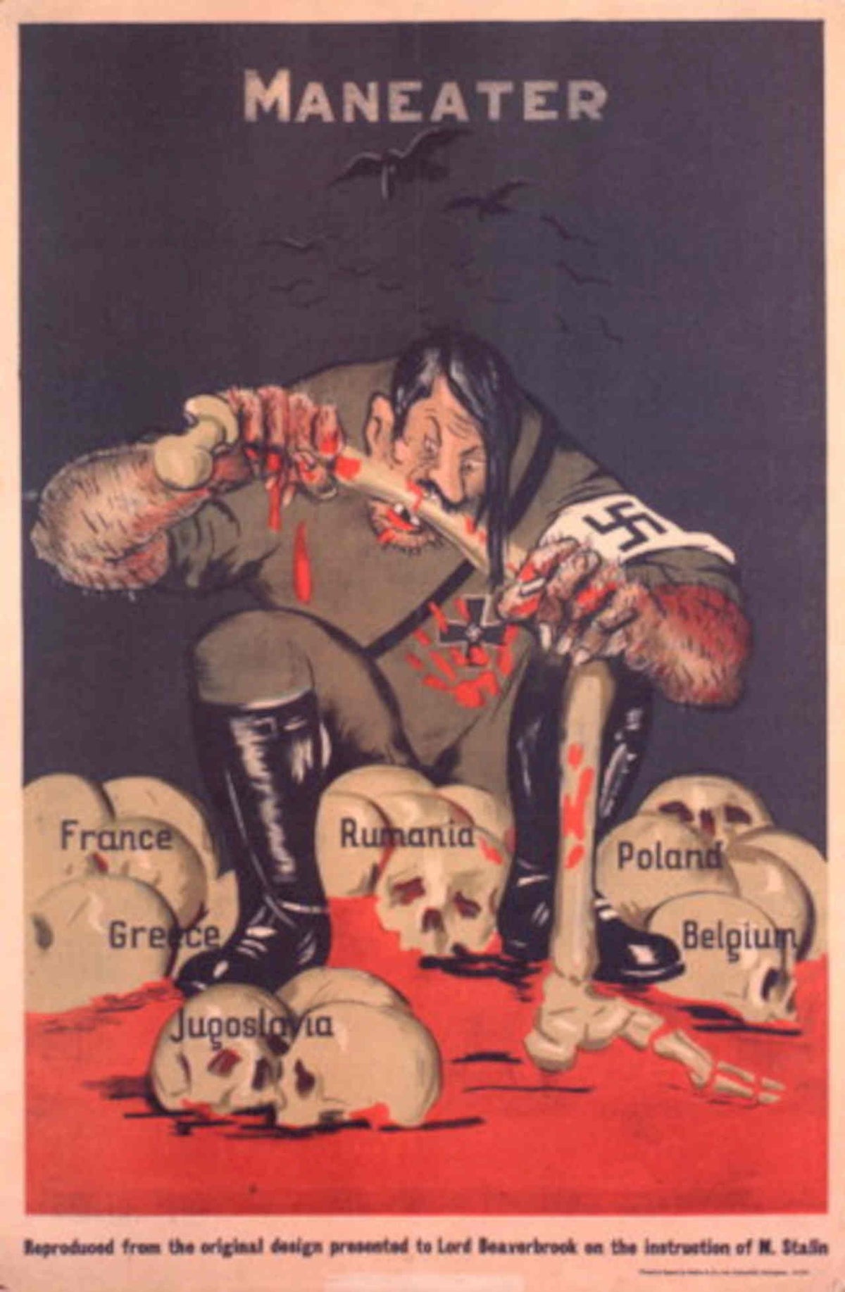 Man Eater Skulls 1940s Vintage Retro Advert Poster