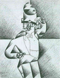 Man In Cafe Juan Gris Abstract Art A4 Photo Print