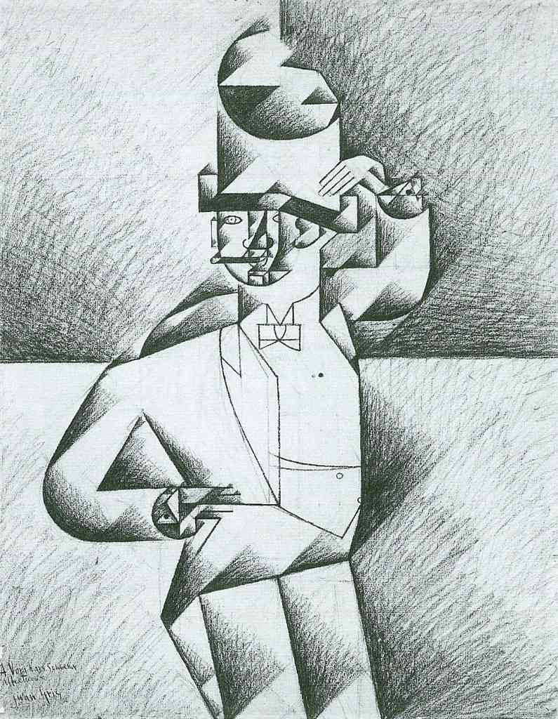 Man In Cafe Juan Gris Abstract Art A4 Photo Print