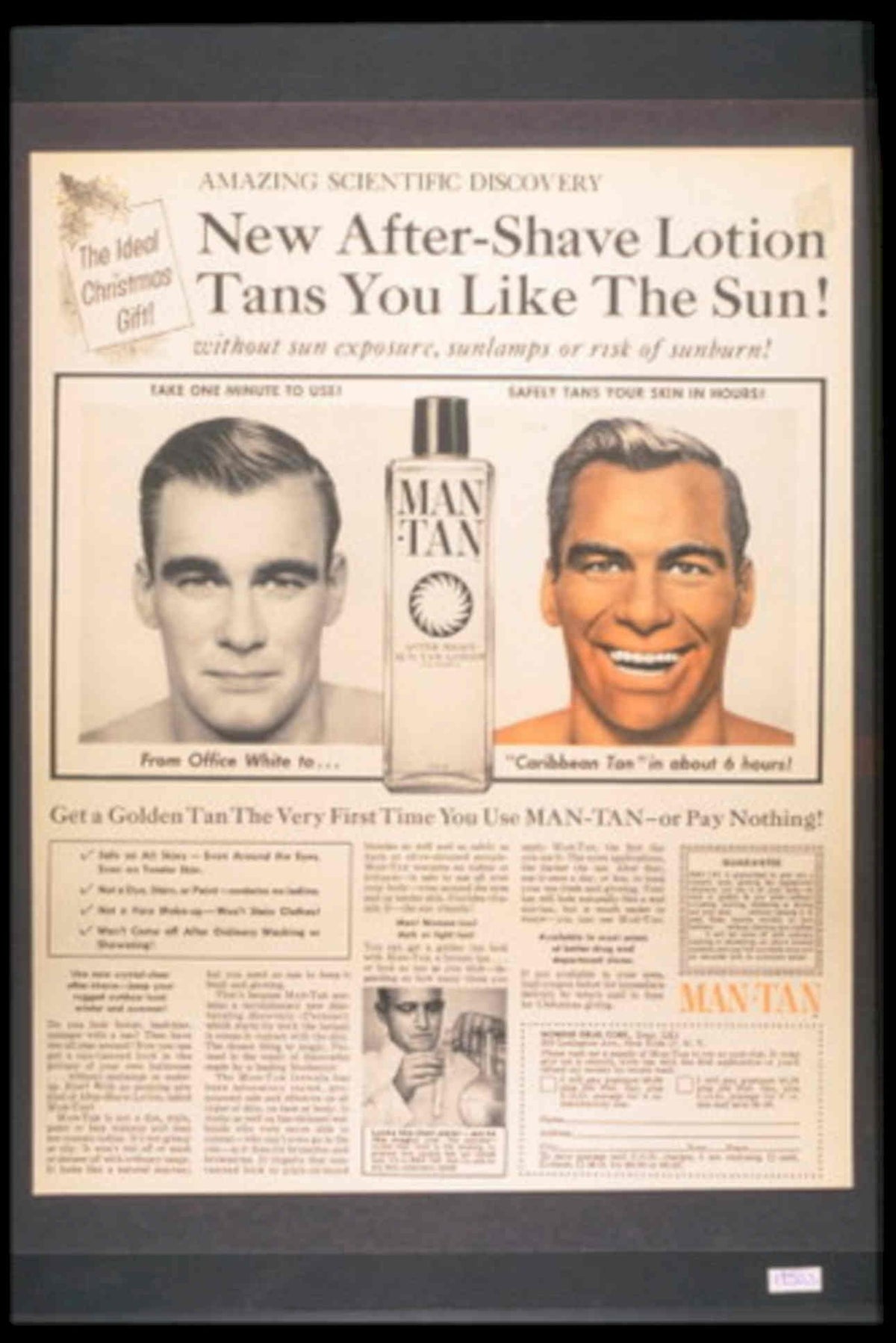 Man Tan Lotion 1950s Vintage Retro Advert Poster