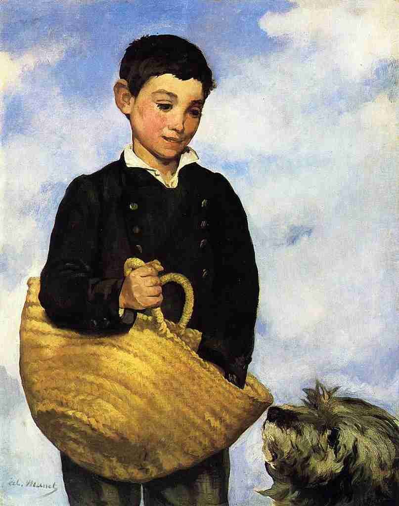 Manet edouard 1832 1883 A boy with a dog A4 Photo Print