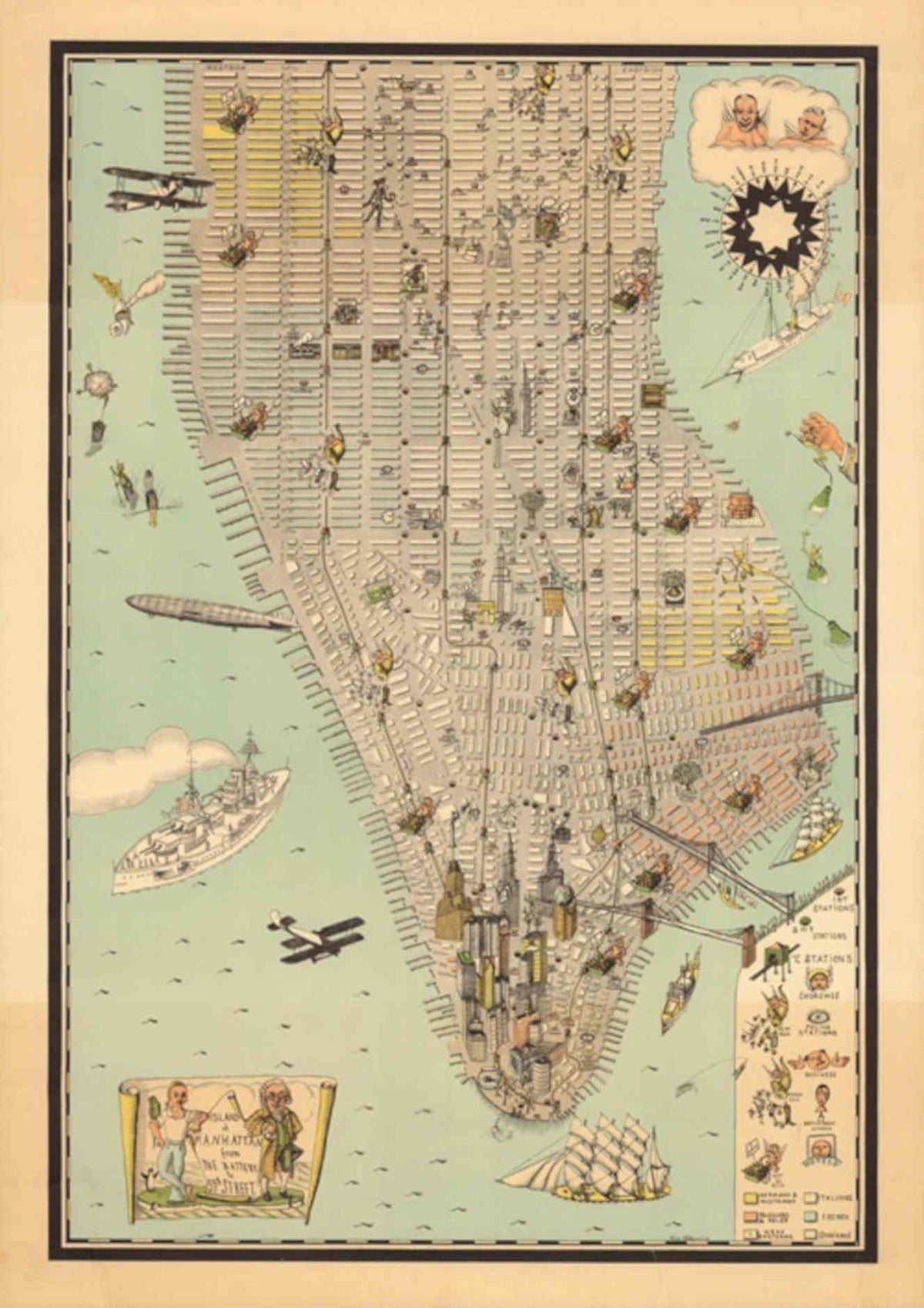 Manhattan Map 1930s Vintage Retro Advert Poster