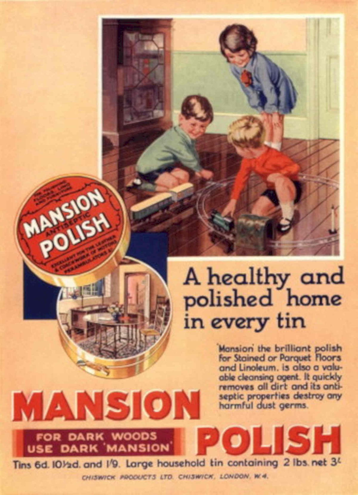 Mansion Polish Woods 1930s Vintage Retro Advert Poster