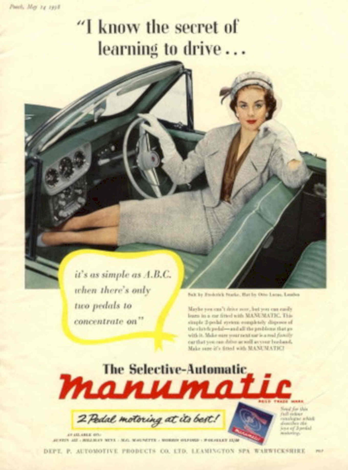 Manumatic Convertible Drive 1950s Vintage Retro Advert Poster
