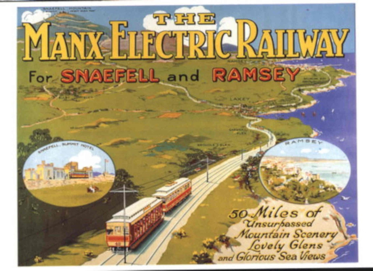 Manx Electric Railway 1930s Vintage Retro Advert Poster