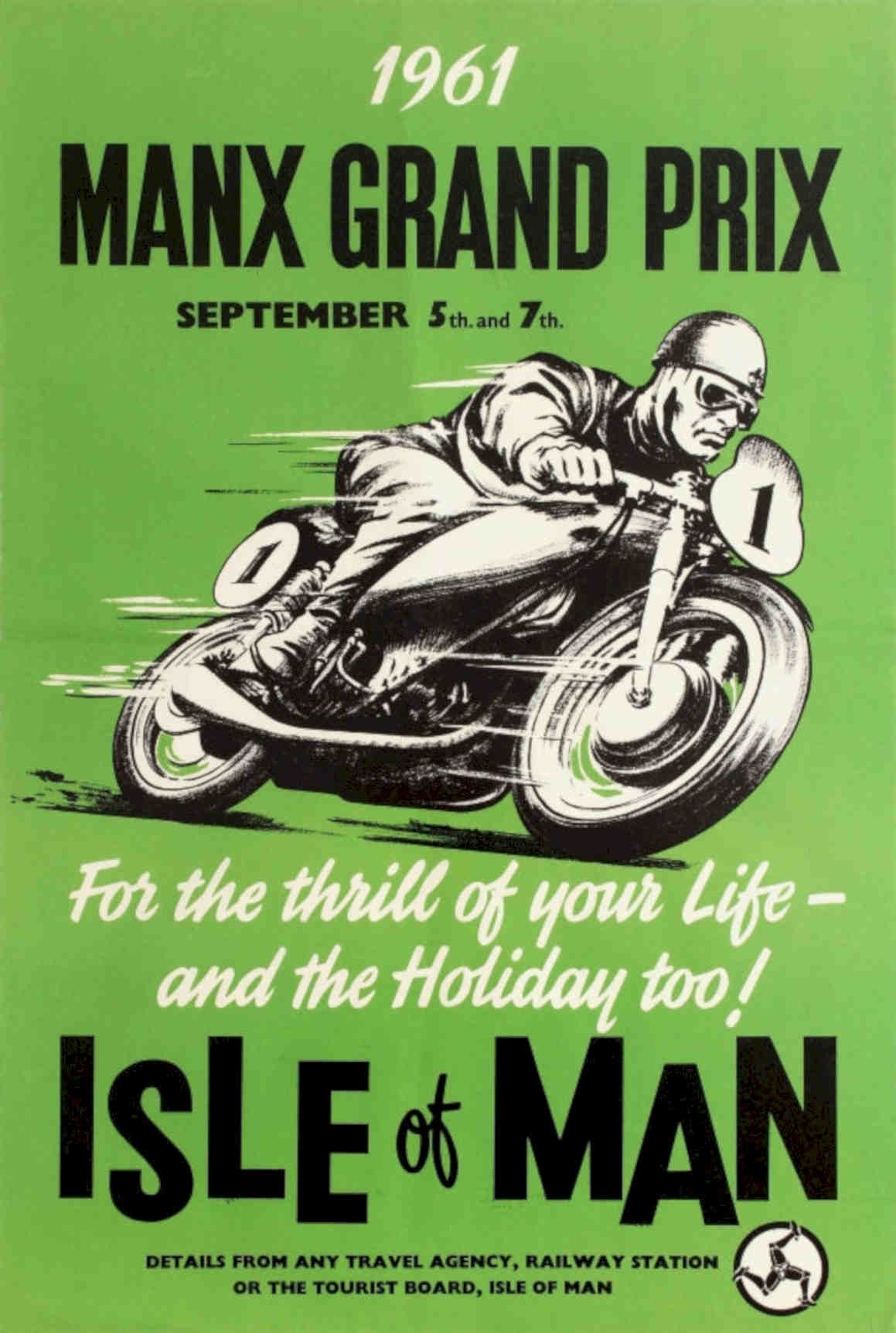 Manx Grand Prix Vintage Retro Advert Poster A4 Photo Print