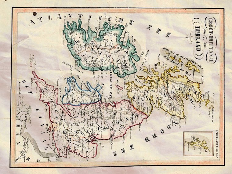 Map Britain Ireland Van Bommel 1865 Vintage A4 Photo Print