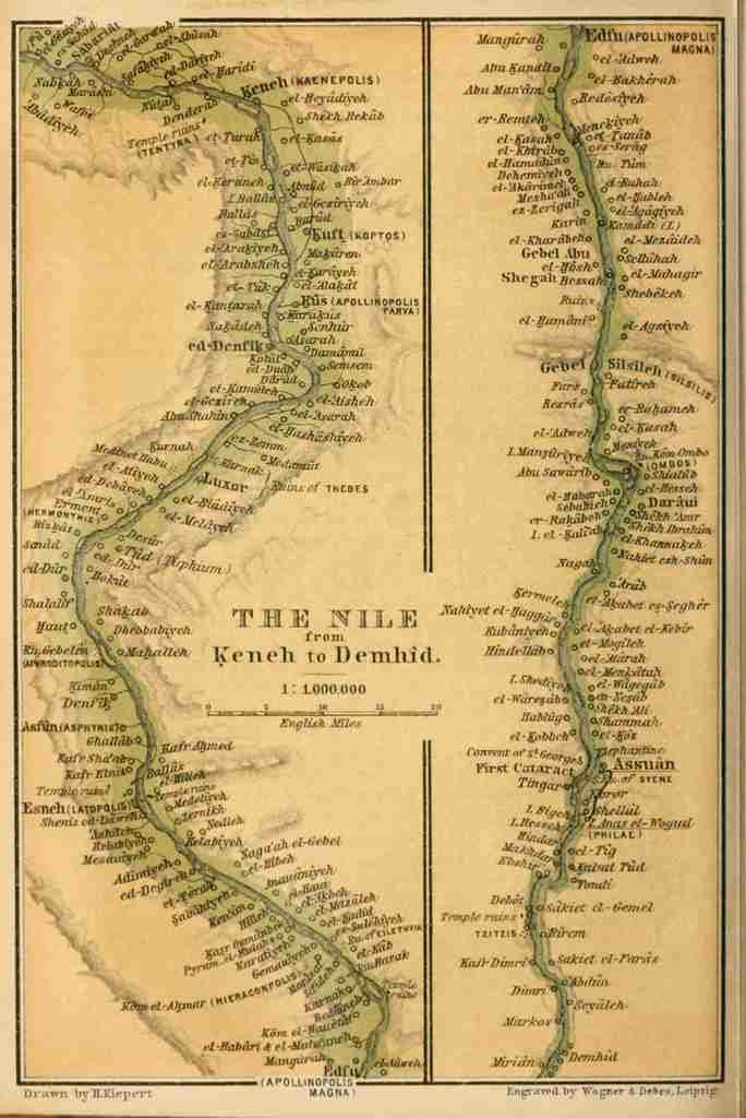 Map Egypt A Handbook for Travellers 1892 The Nile from Keneh to Demhid A4 Photo Print