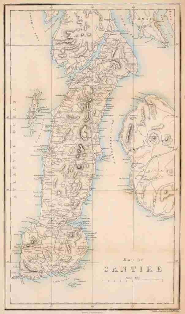Map Glencreggan 1861 Cantire Vintage A4 Photo Print