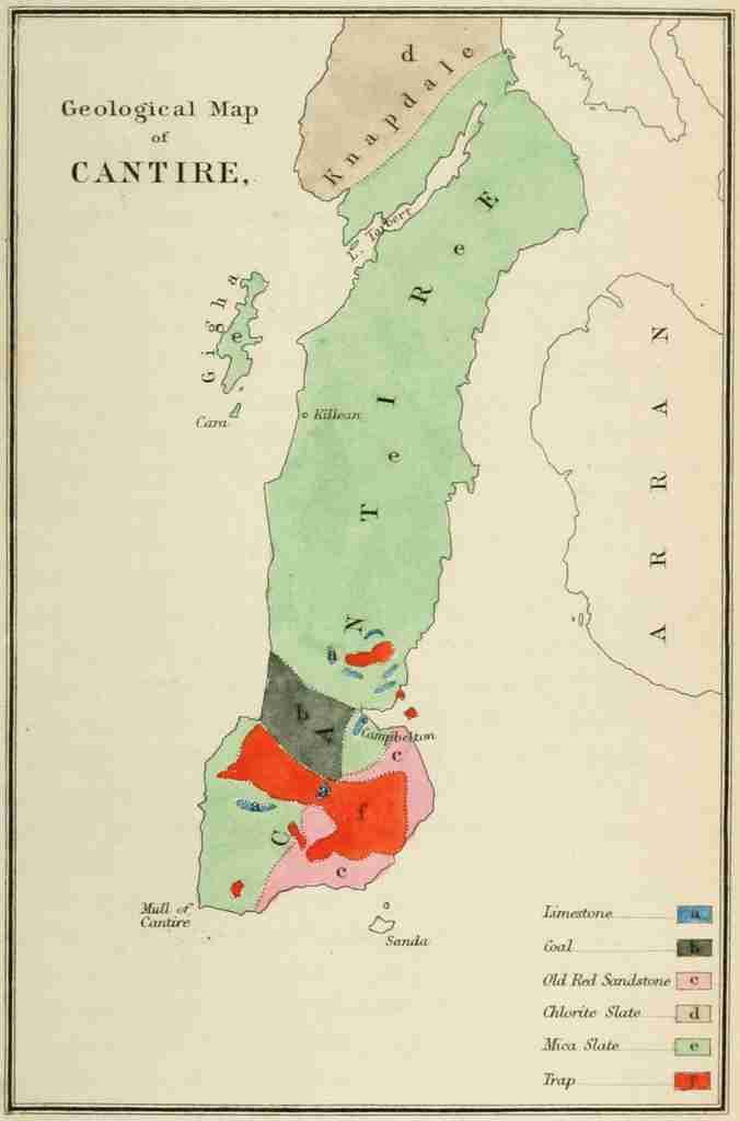 Map Glencreggan 1861 Geological map of Cantire A4 Photo Print