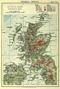 Map Imperial Britain 1898 Scotland physical Vintage A4 Photo Print
