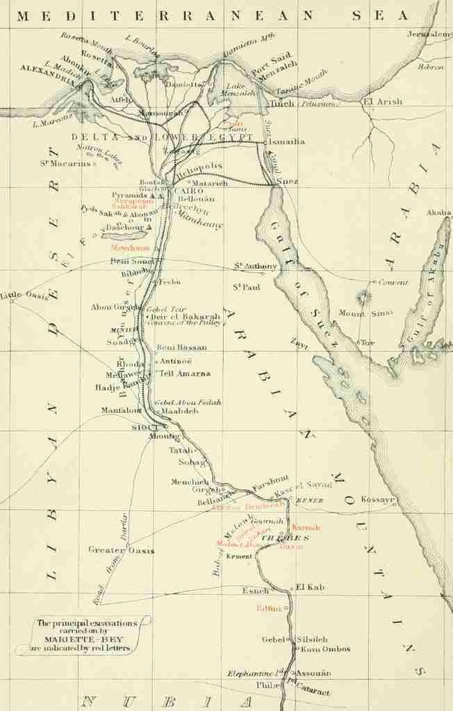 Map Monuments of Upper Egypt 1877 Egypt A4 Photo Print