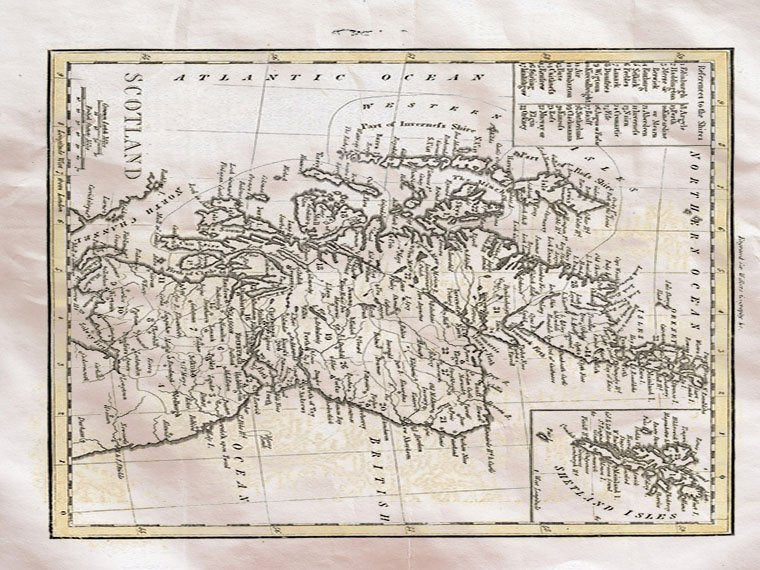 Map Of Scotland Shetland Islands 1802 Vintage A4 Photo Print