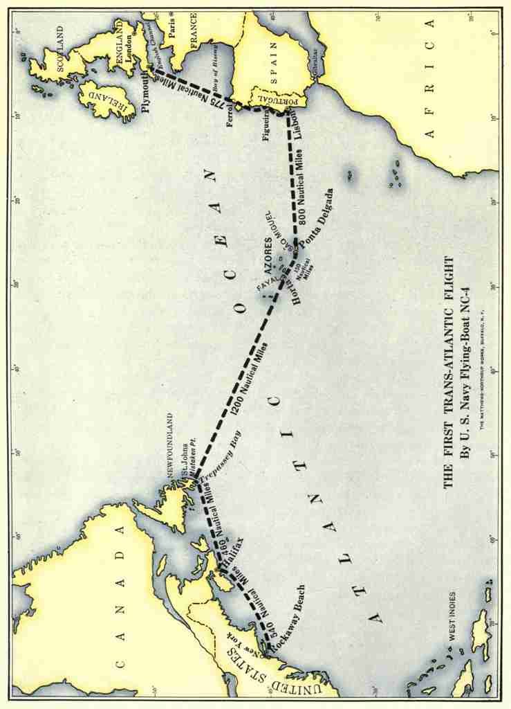 Map The Flight across the Atlantic 1919 First Transatlantic Flight A4 Photo Print