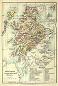 Map The Scottish Clans & their Tartans nd Scotland divided into clans A4 Photo Print