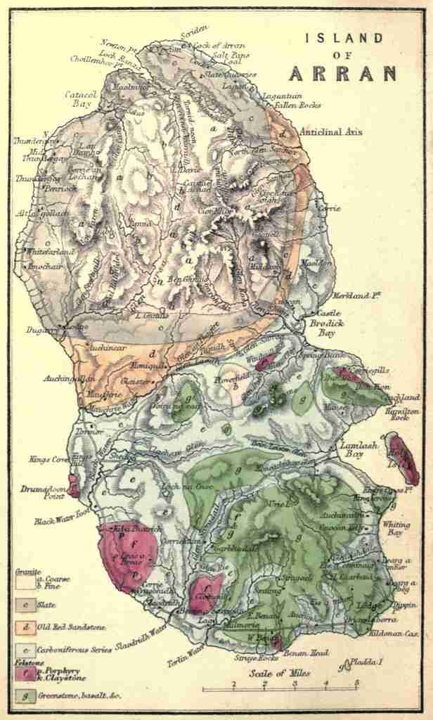 Map The geology of Arran and the other Clyde islands 1872 Island of Arran A4 Photo Print