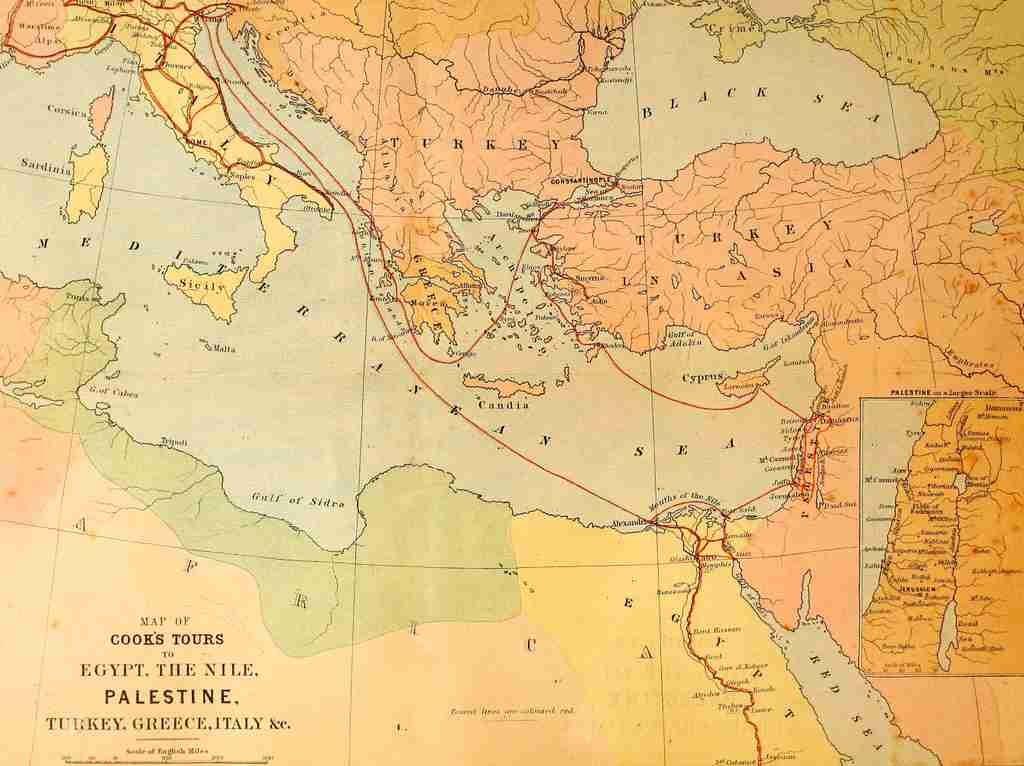 Map Up the Nile by steam 1872 Egypt The Nile Palestine Vintage A4 Photo Print