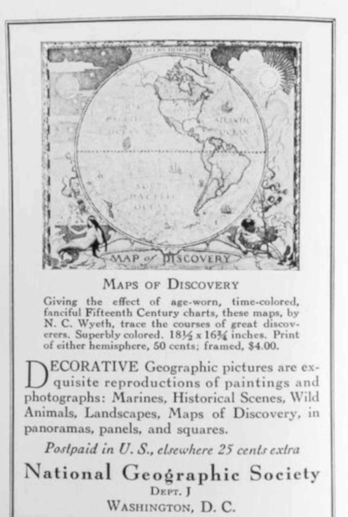 Maps Discovery Wyeth Vintage Retro Advert Poster A4 Photo Print