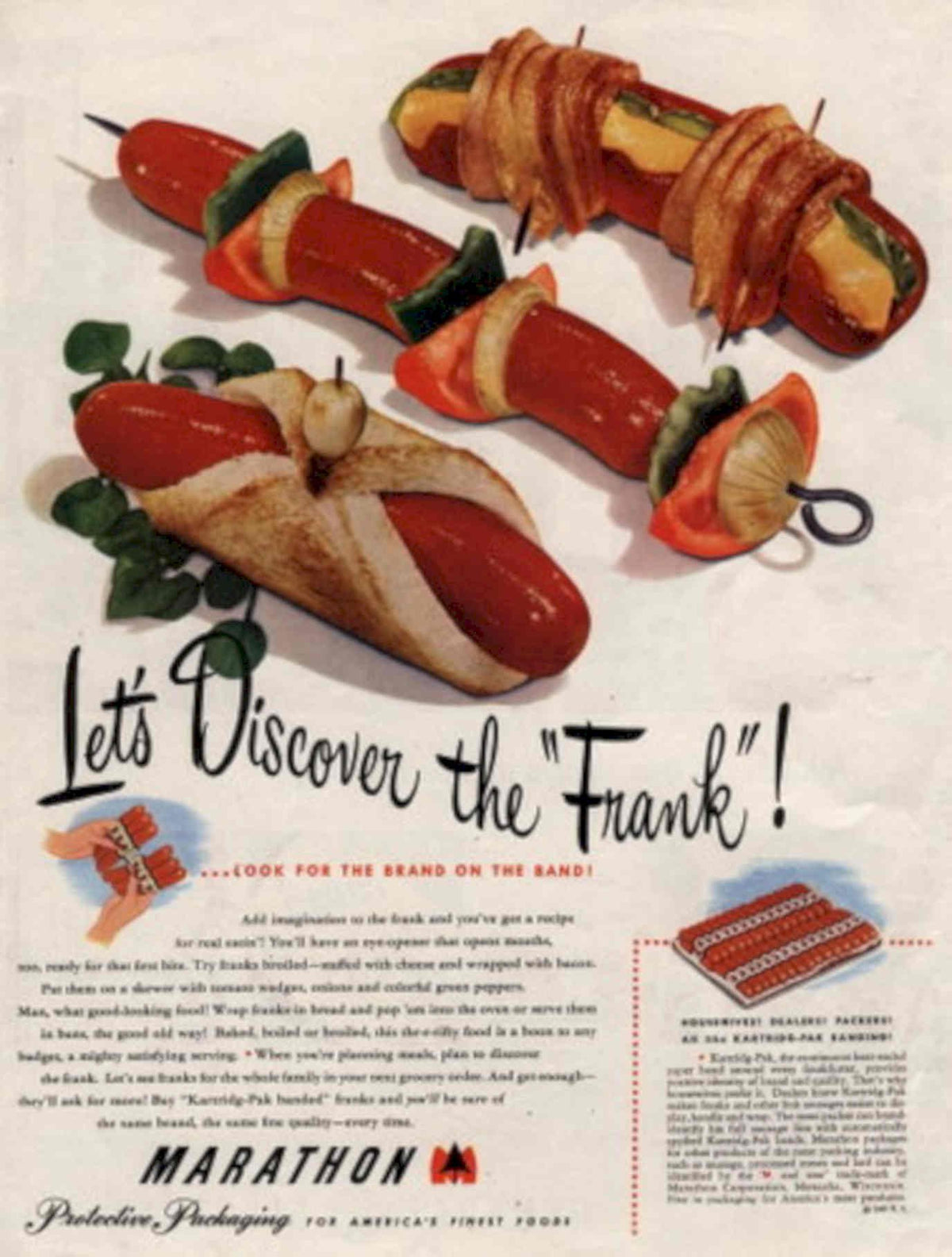 Marathon Hotdog Frank 1940s Vintage Retro Advert Poster