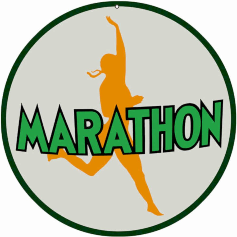Marathon Runner Logo Vintage Retro Advert Ads A4 Photo Print