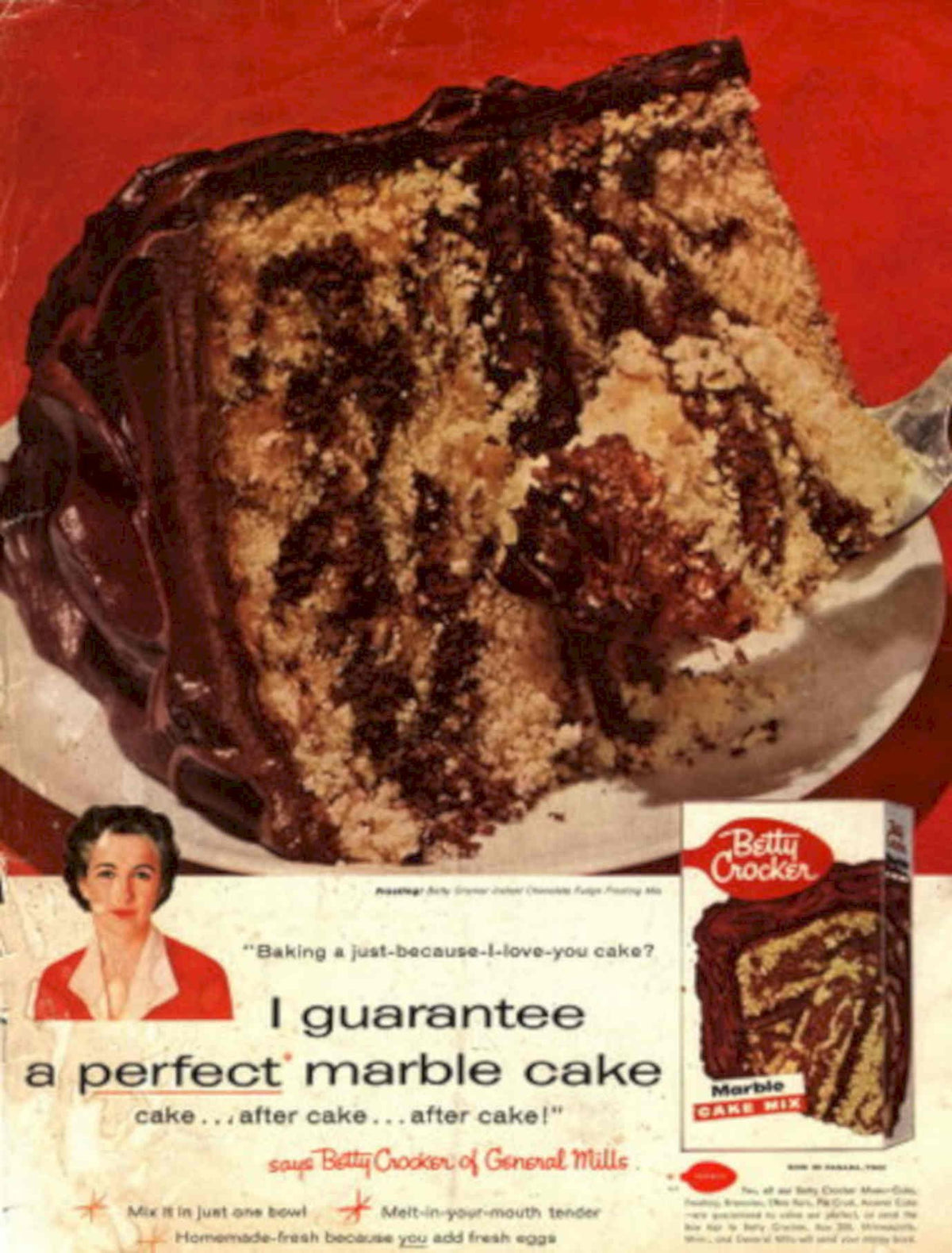 Marble Cake Bettycrocker 1950s Vintage Retro Advert Poster