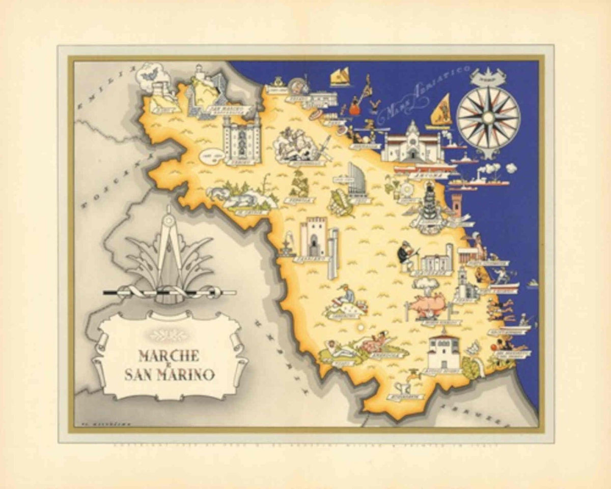 Marche San Marino Vintage Retro Advert Poster