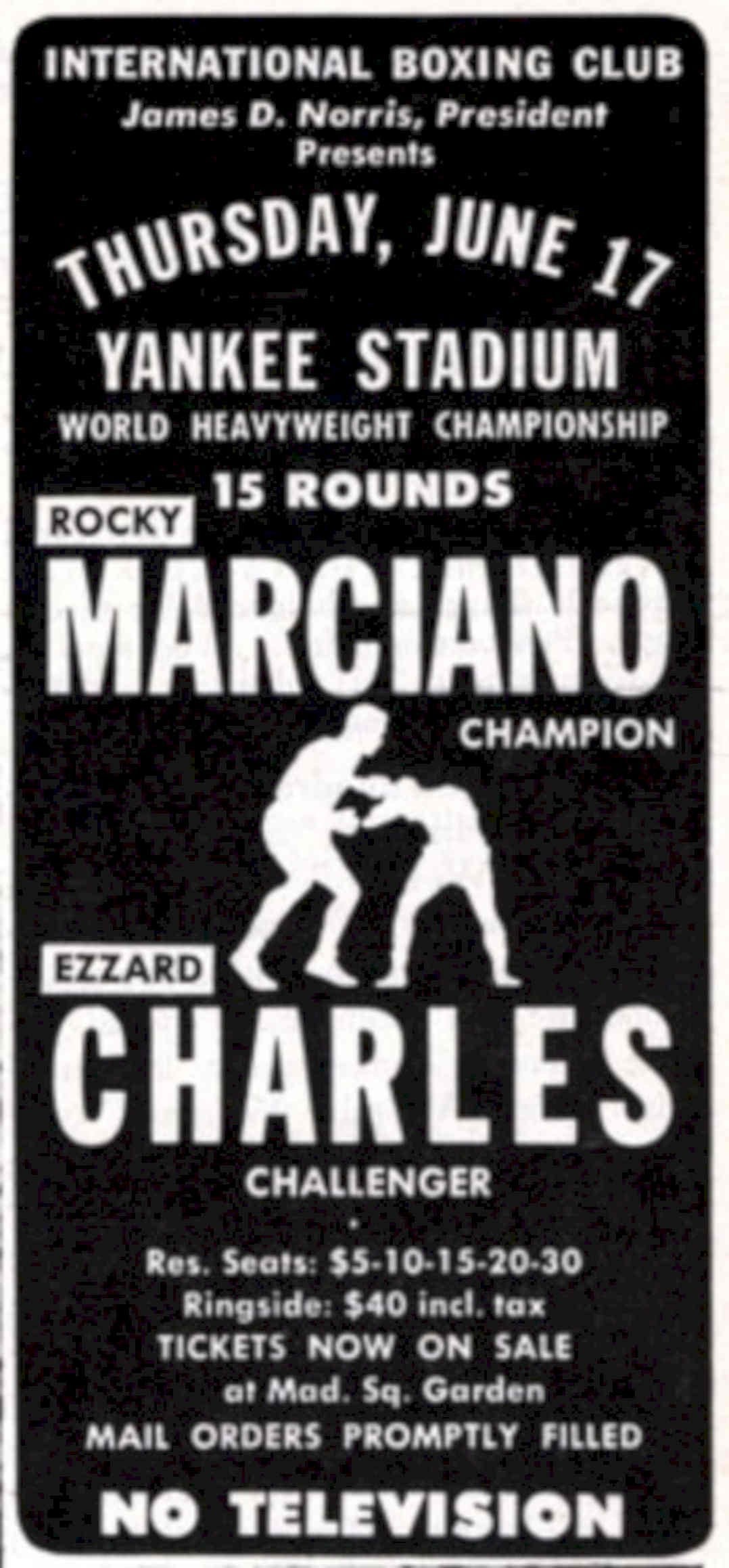 Marciano Charles Boxing 1950s Vintage Retro Advert Poster