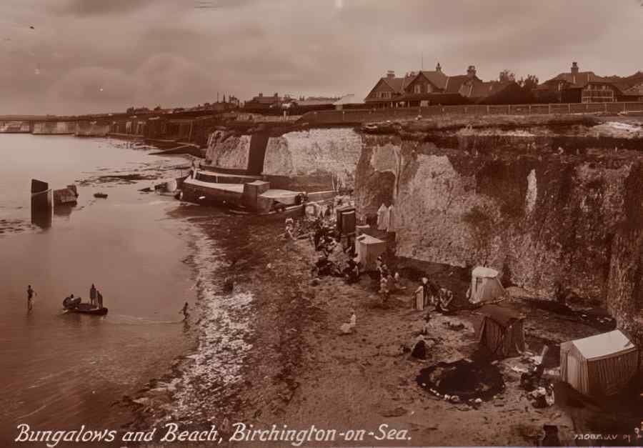 Margate Bungalows And Beach 1915 Vintage A4 Photo Print