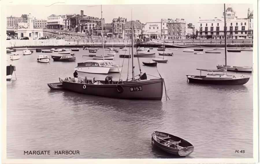Margate Harbour Boats Vintage A4 Photo Print