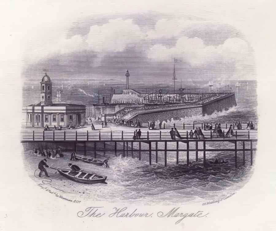 Margate Margate Harbour Sketch Vintage A4 Photo Print
