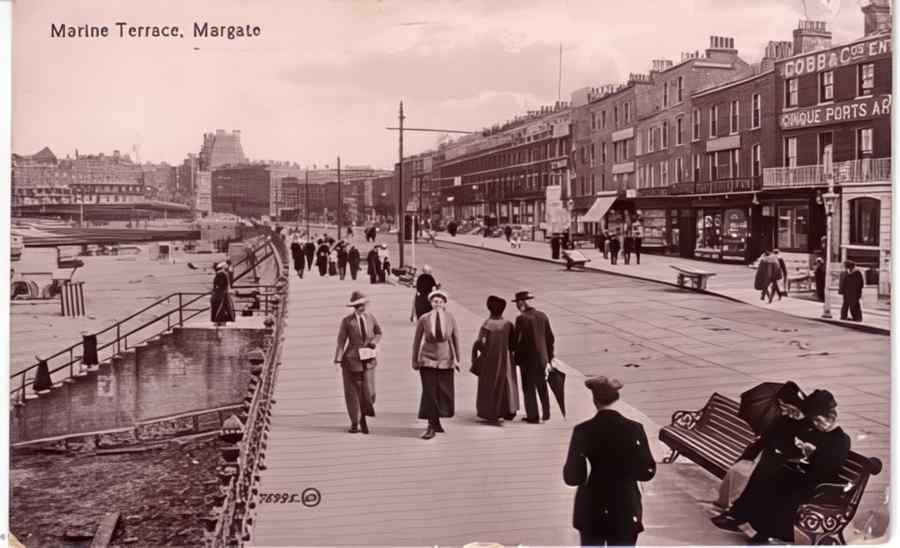 Margate Marine Parade 1916 Vintage A4 Photo Print