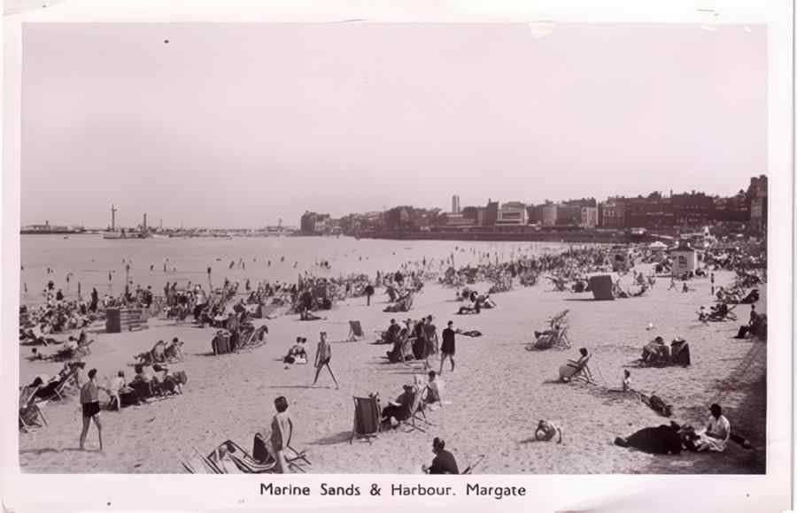 Margate Marine Sands And Harbour Vintage A4 Photo Print
