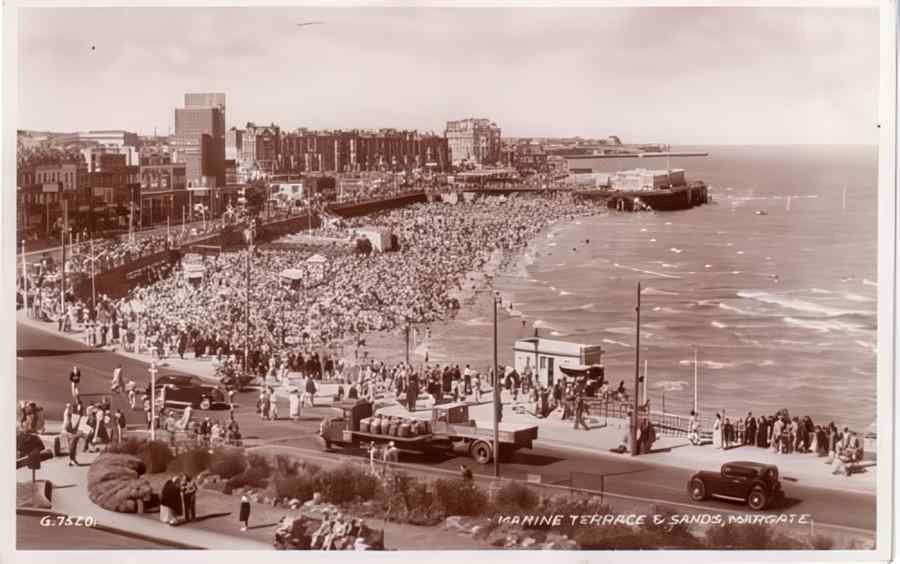Margate Marine Terrace And Sands Vintage A4 Photo Print